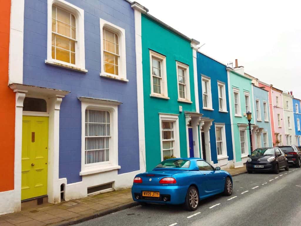Colourful houses in Clifton Bristol