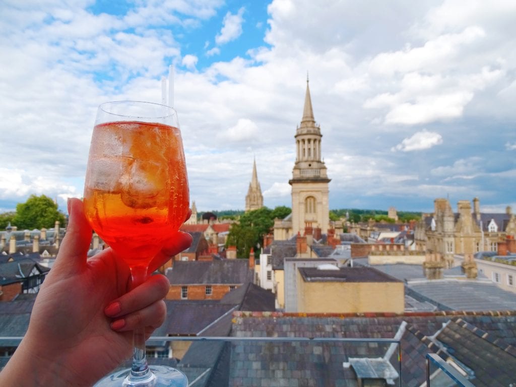 Skyline views and cocktail from Varsity Club Oxford 