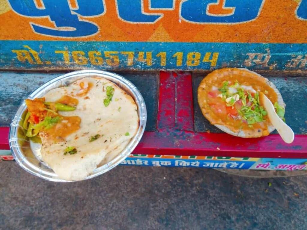 Plates of chole and kulcha in Pushkar