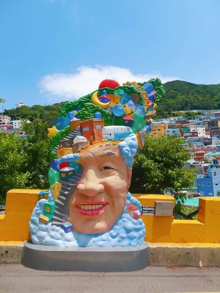 Woman face statue Gamcheon Culture Village Busan