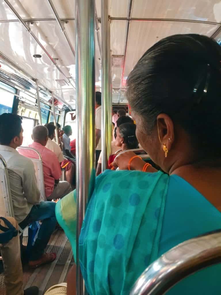 Local bus visiting Auroville from Pondicherry