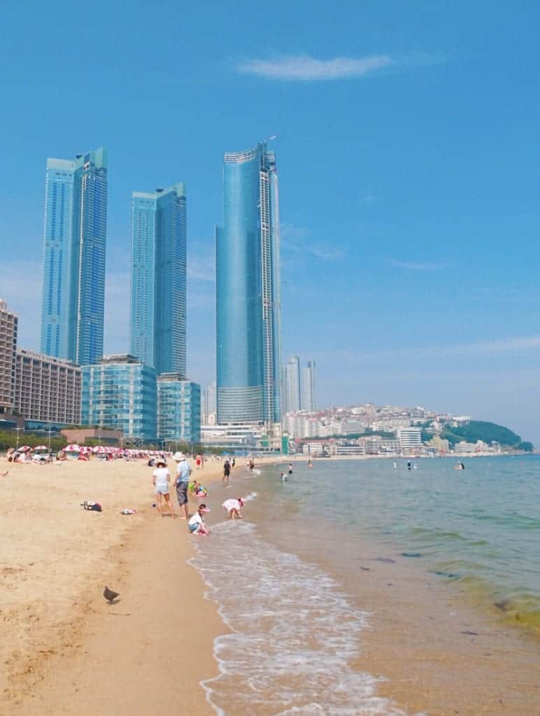 Mrakodrapy na pláži Haeundae Busan Jižní Korea