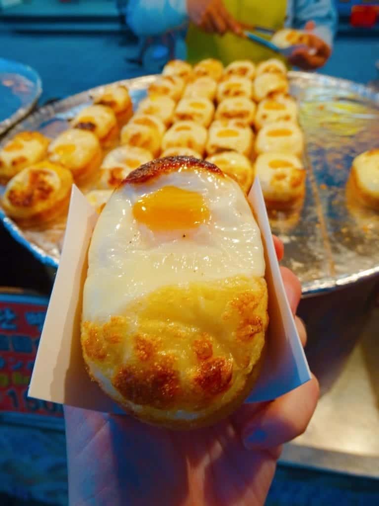 Egg bread at a food market in Seoul, South Korea