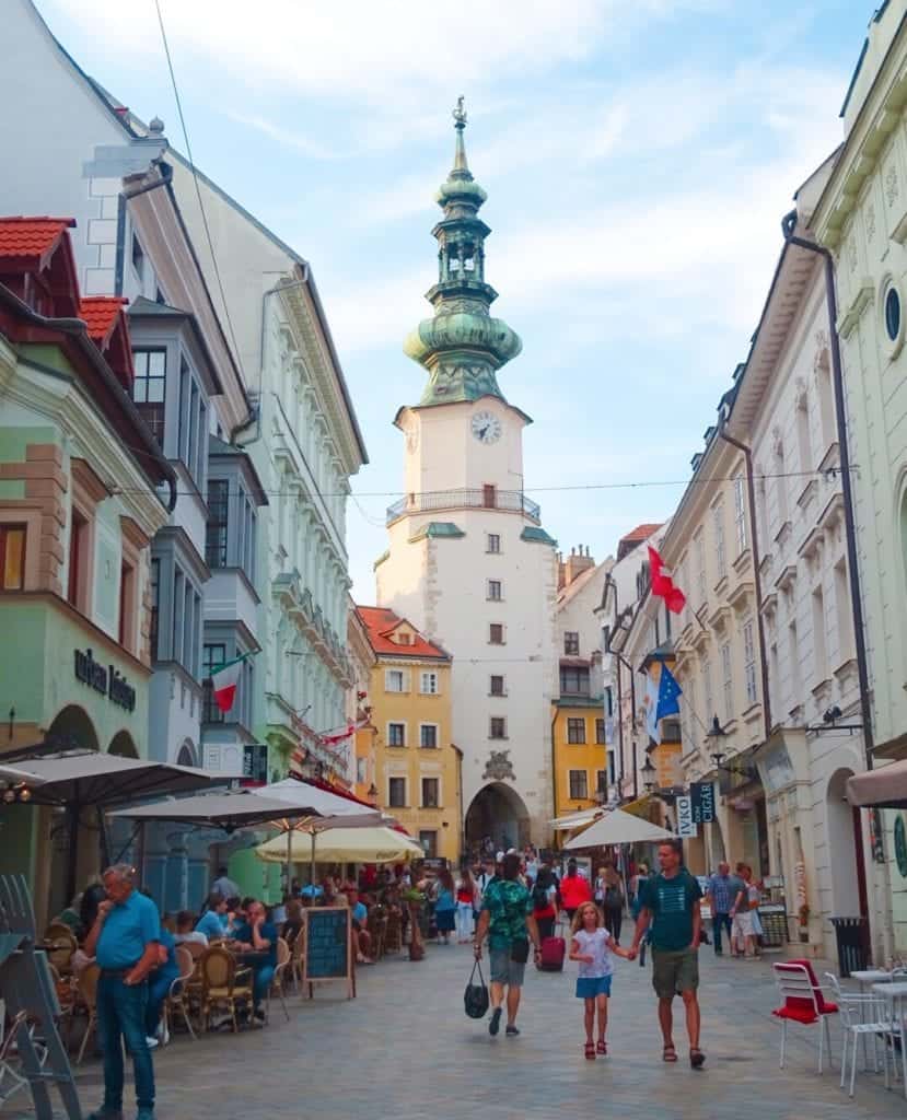 Busy street in Bratislava Slovakia 