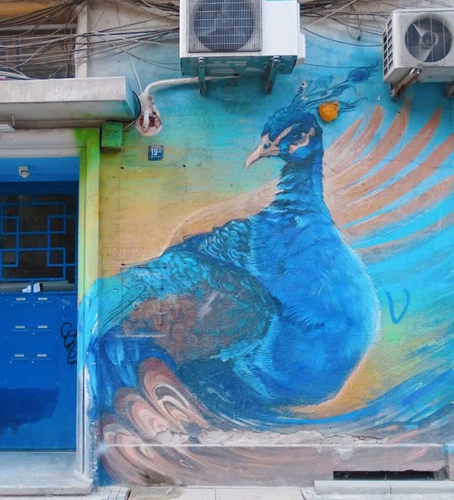 Street art of a peacock Sofia Bulgaria 