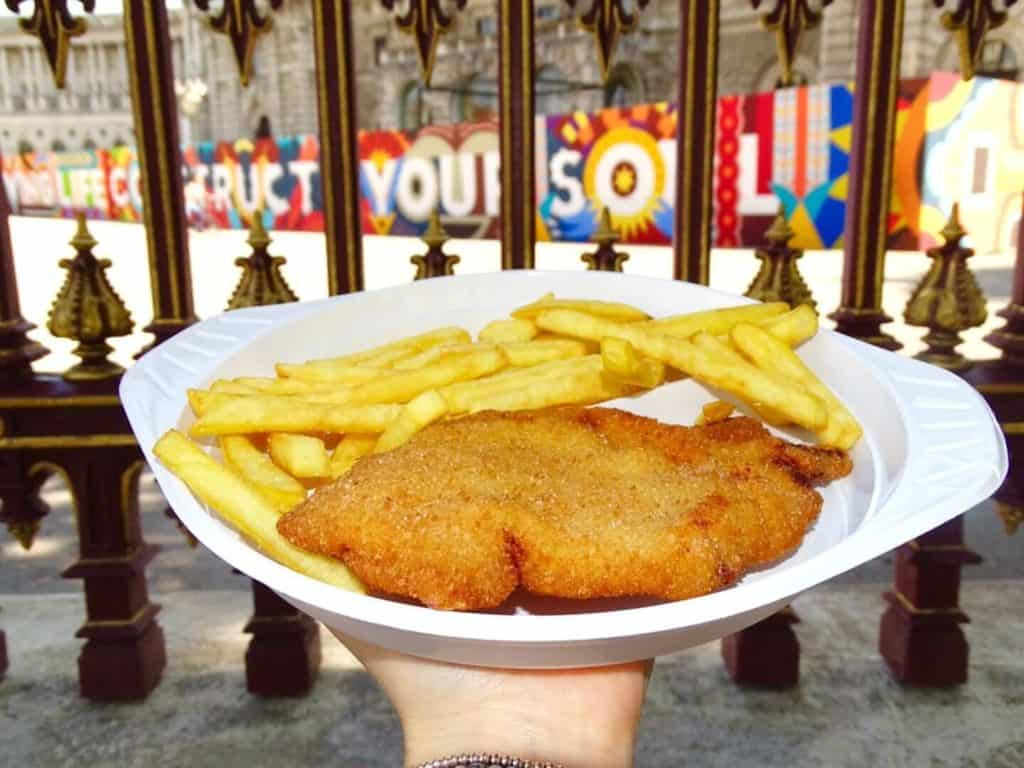 Plate of schnitzel and chips in 3 days in Vienna