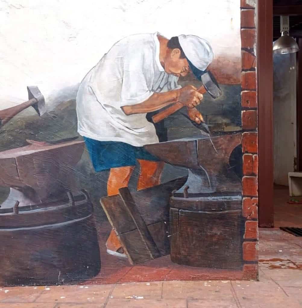 Street art of worker in Melaka 