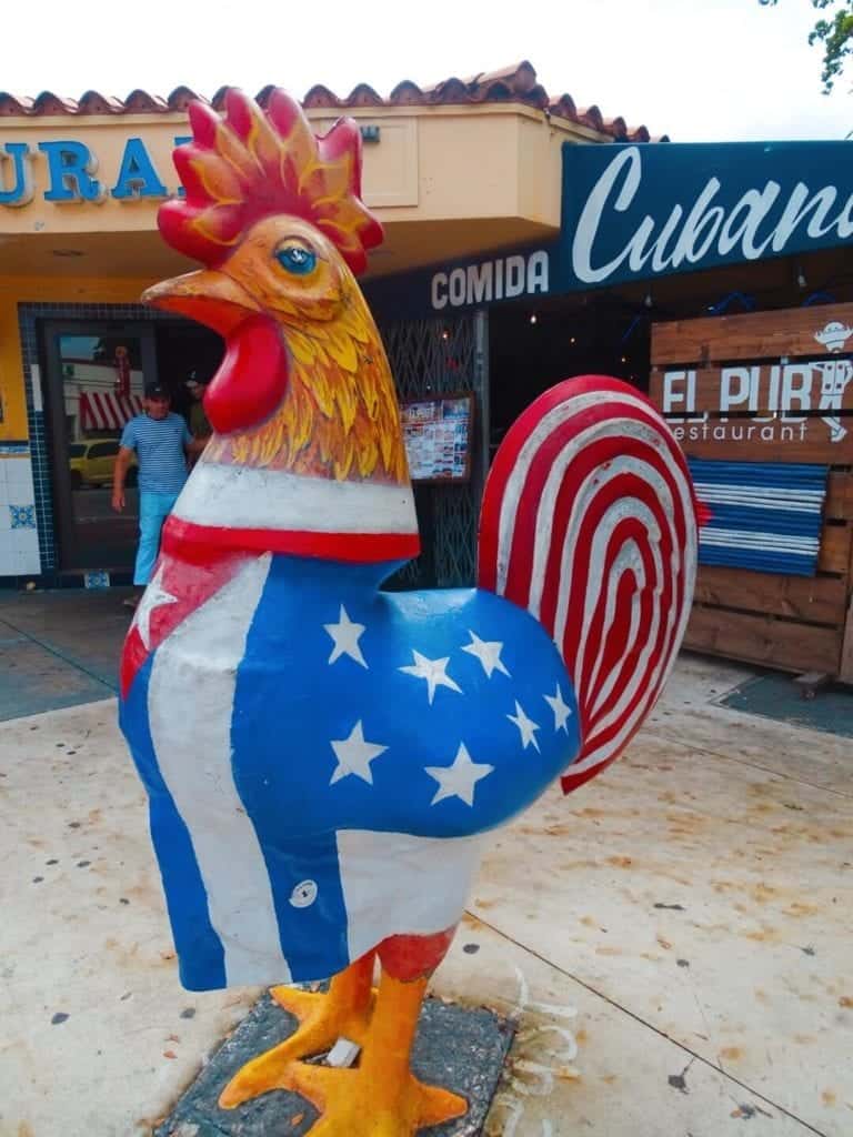 Giant rooster in Little Havana food guide