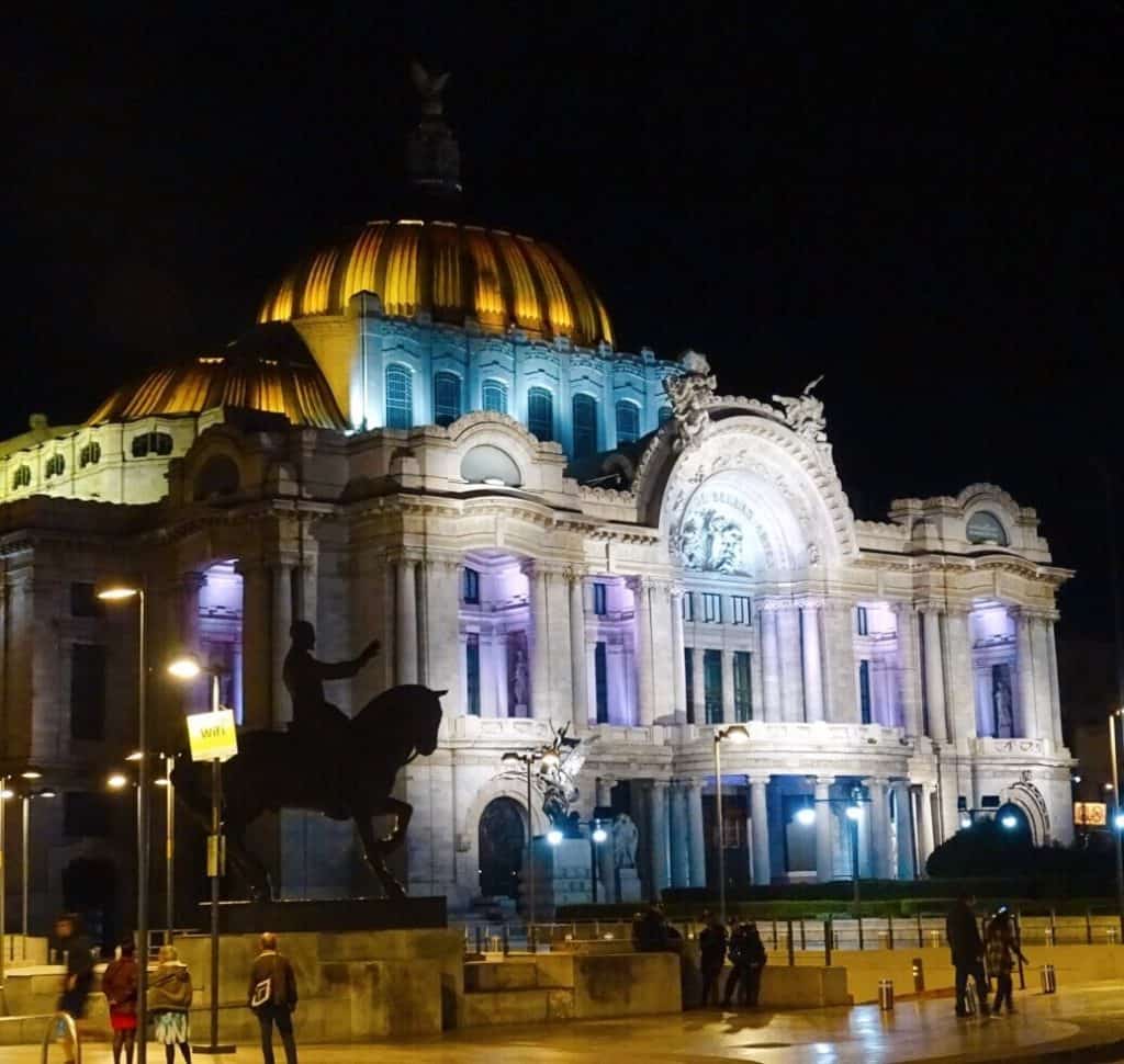 Palacio de Bellas Artes at night Mexico City