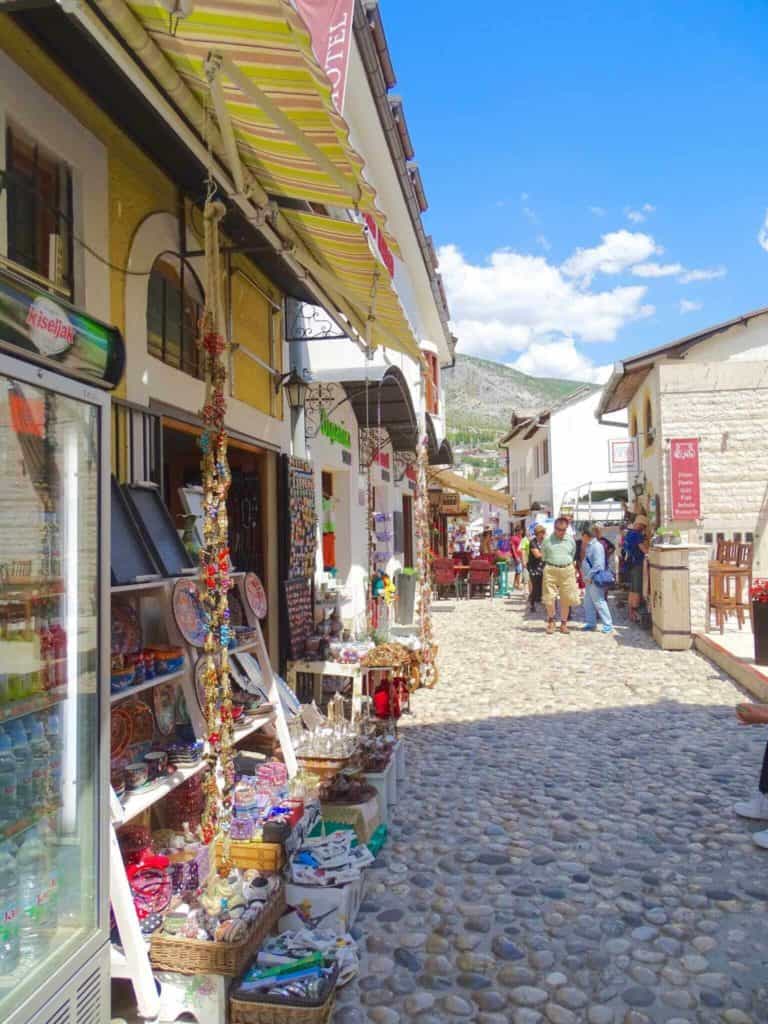 Souvenir stalls in Mostar city centre