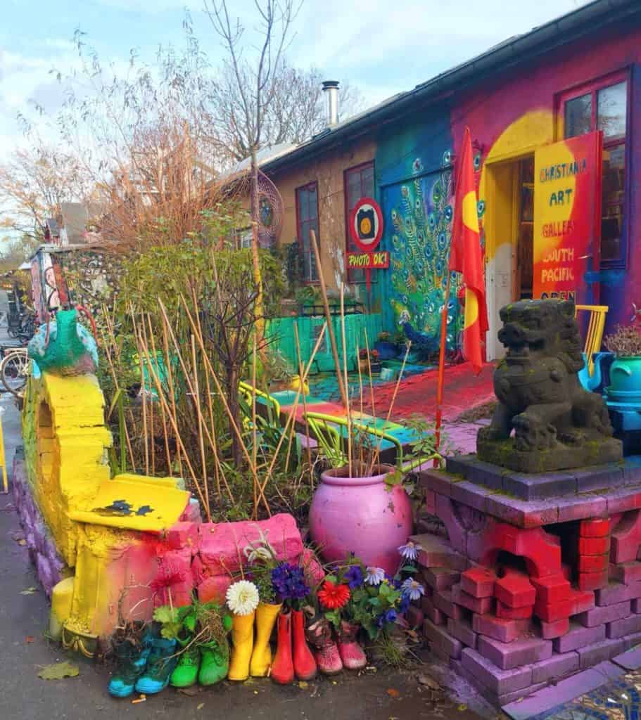 Colourful statues and shoes