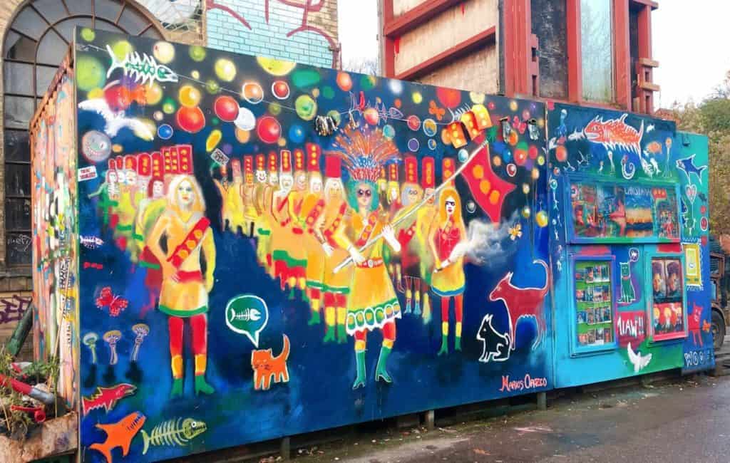 Street art refurbished buildings Freetown Christiania