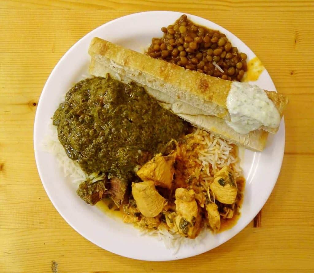 Plate of curry and naan bread