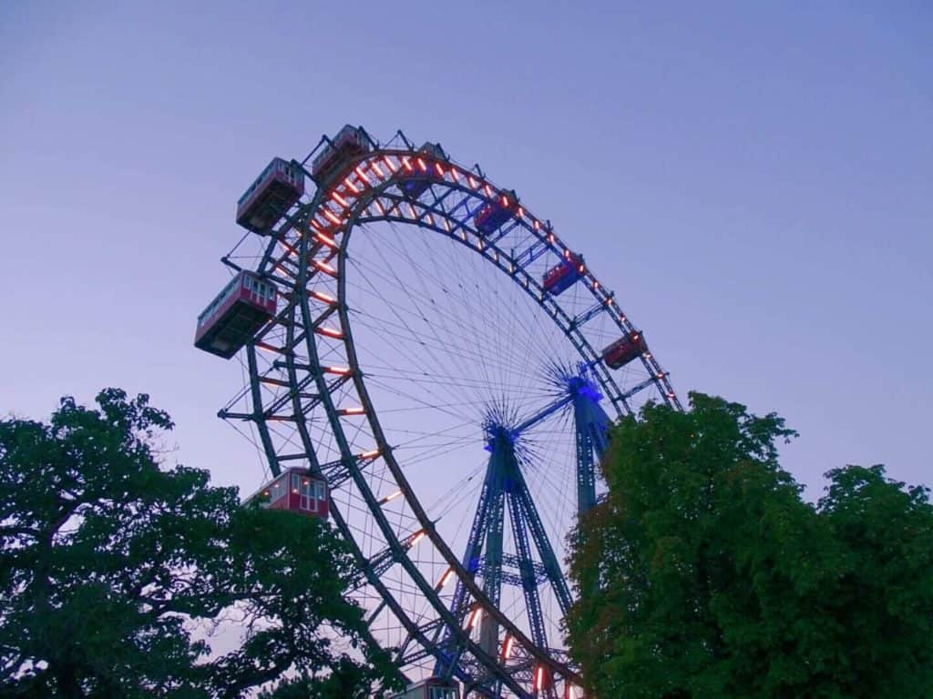 Prater Ferris wheel Vienna at sunset
