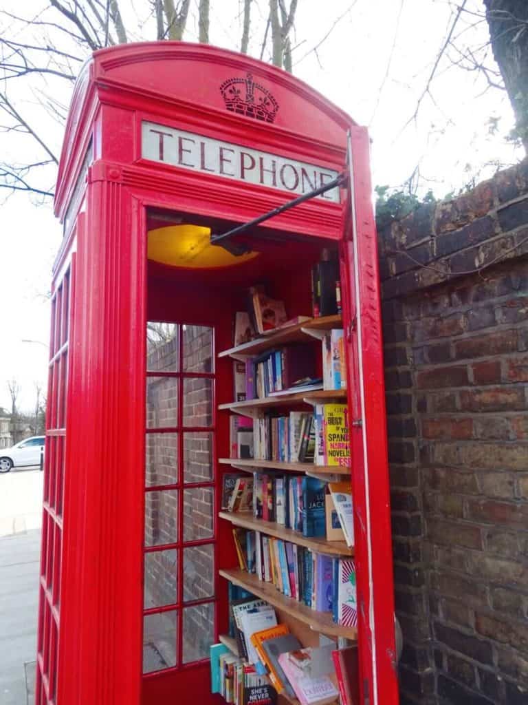 Books inside are phone box Lewisham Micro Library free Greenwich
