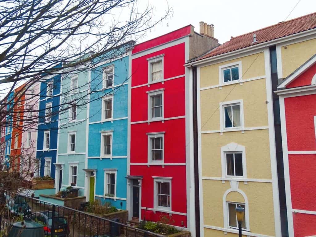 Red and blue houses in Clifton Bristol