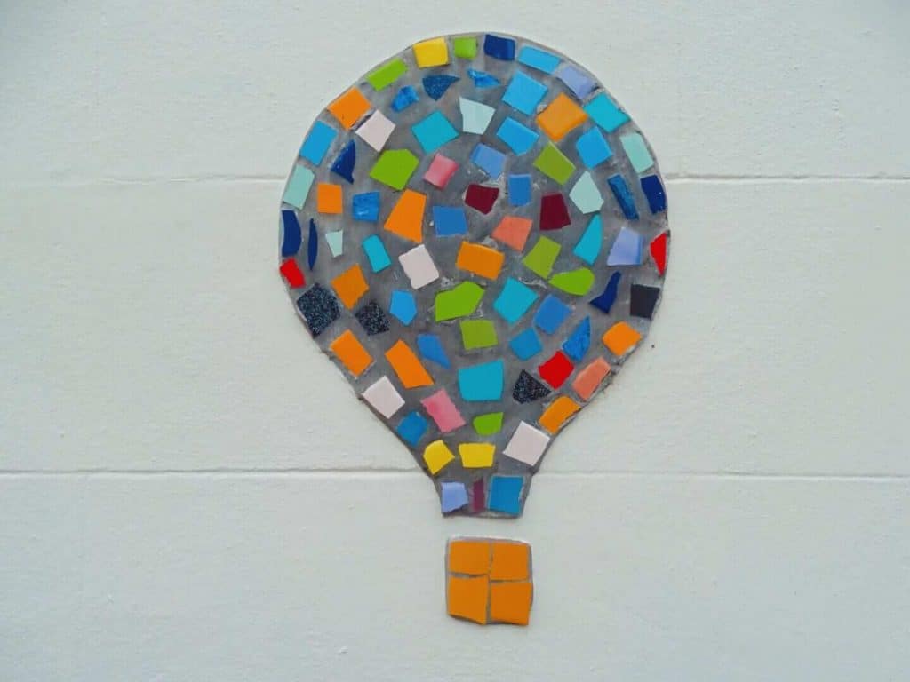 Mosaic balloon beside Lion Pub Clifton Bristol