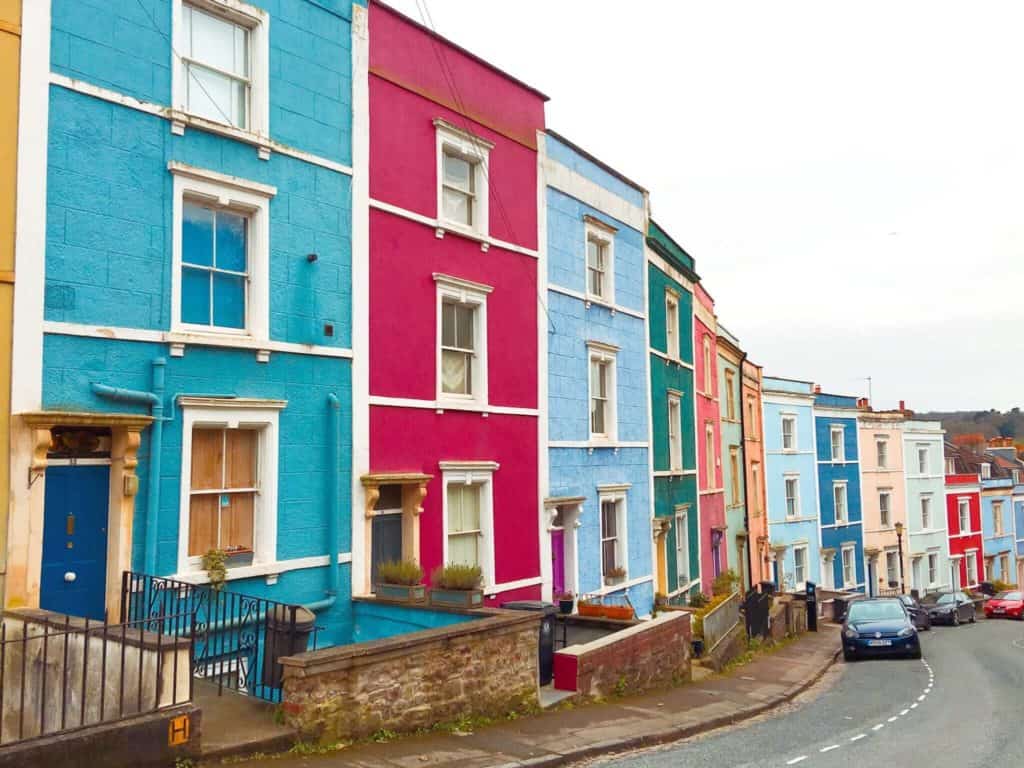 Colourful houses Amrose Road Clifton Bristol