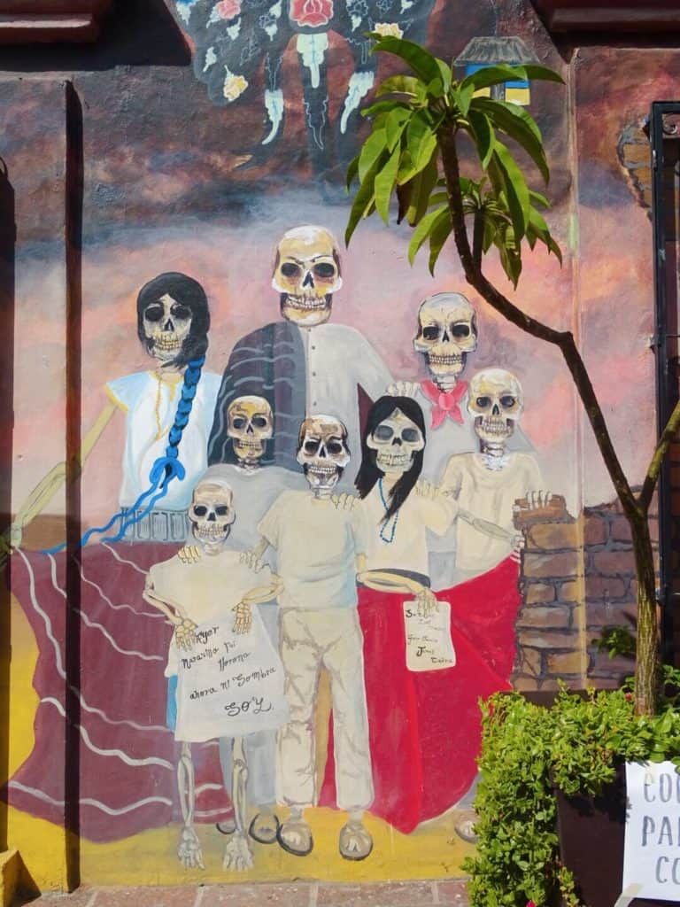Skeleton street art Oaxaca Mexico