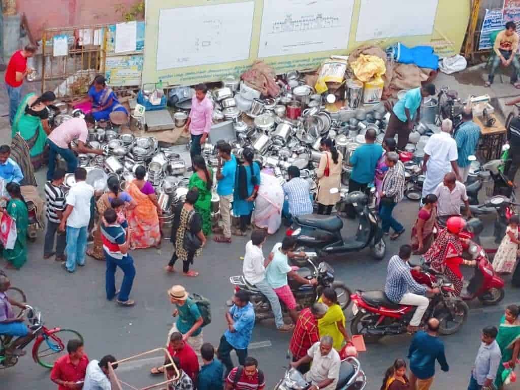 View of Pondicherry Sunday Market from above