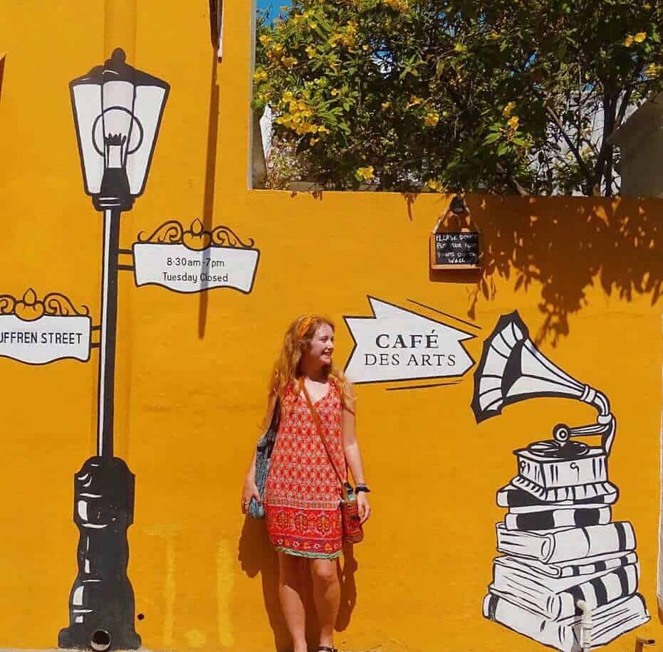 Street art Cafe des Arts Pondicherry travel guide