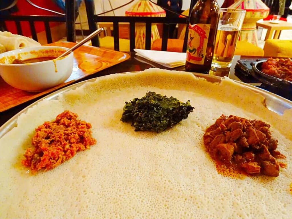 Ethiopian flatbread at Habesha Restaurant Manchester