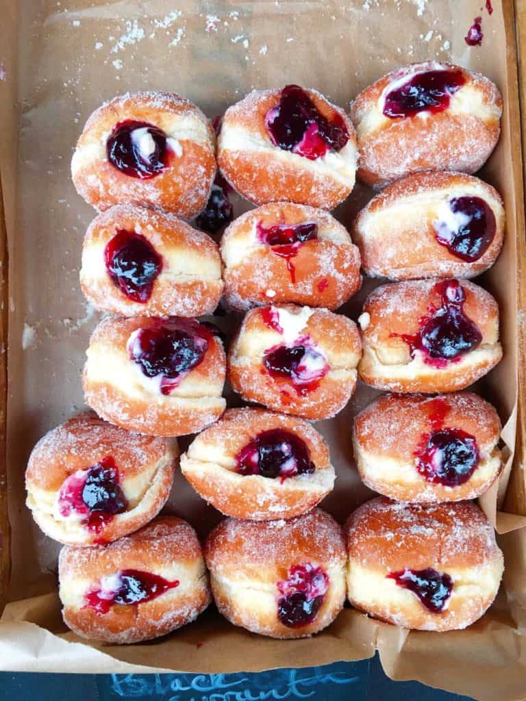 Jam doughnuts at Manchester Doughnut Company