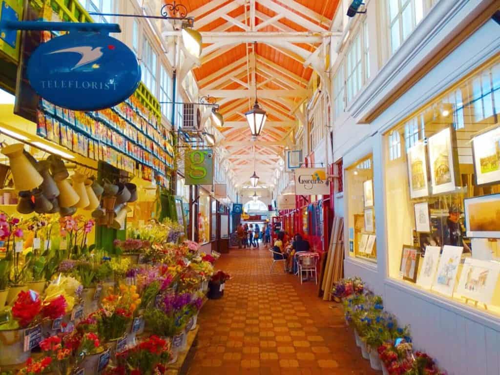 Flower stands at Oxford Covered Market