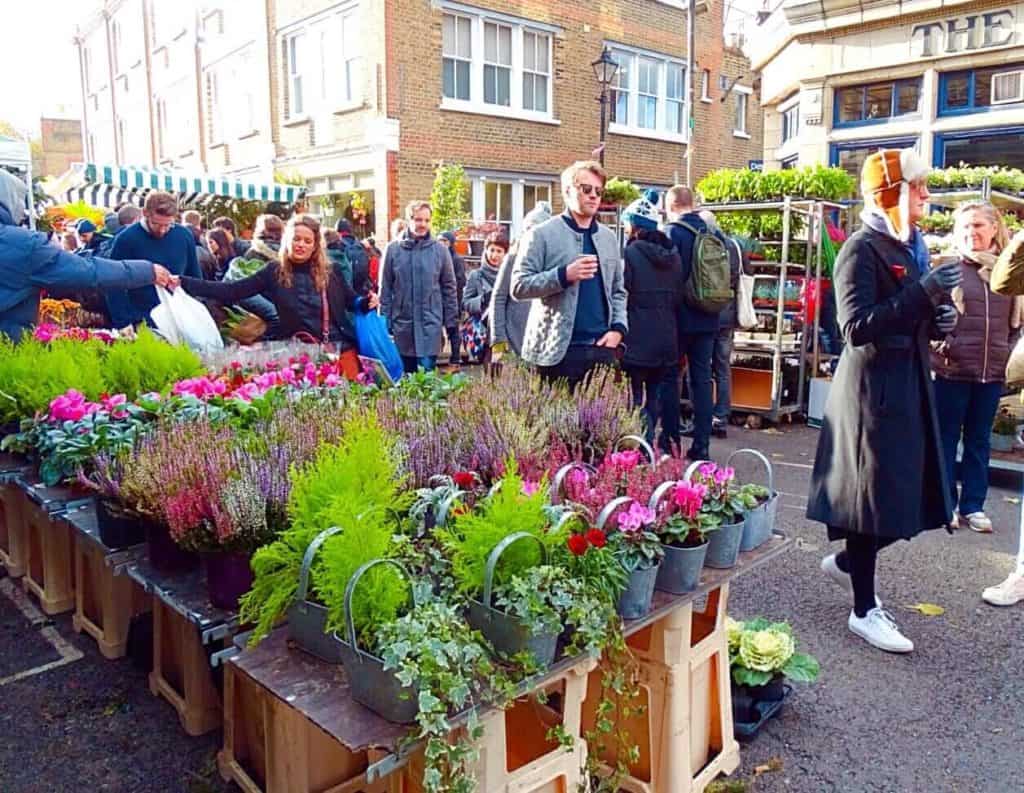 Busy street Colombia Road Flower Market