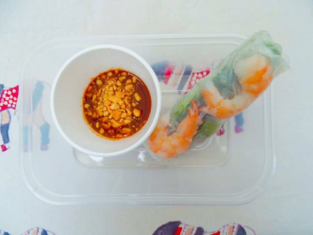 Fresh spring roll with peanut sauce at Tuyen's Vietnamese Kitchen North Parade Market Oxford