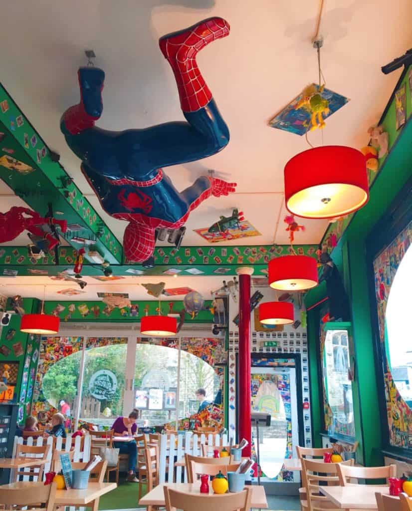 Giant Spiderman inside Atomic Burger Restaurant Oxford