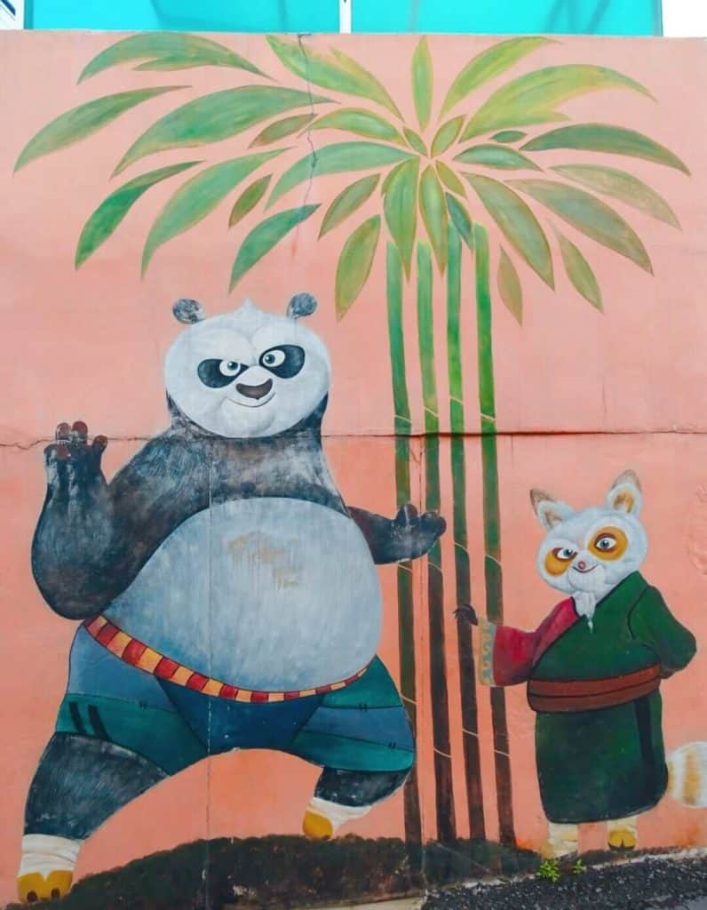 Cartoon panda street art Jeonju