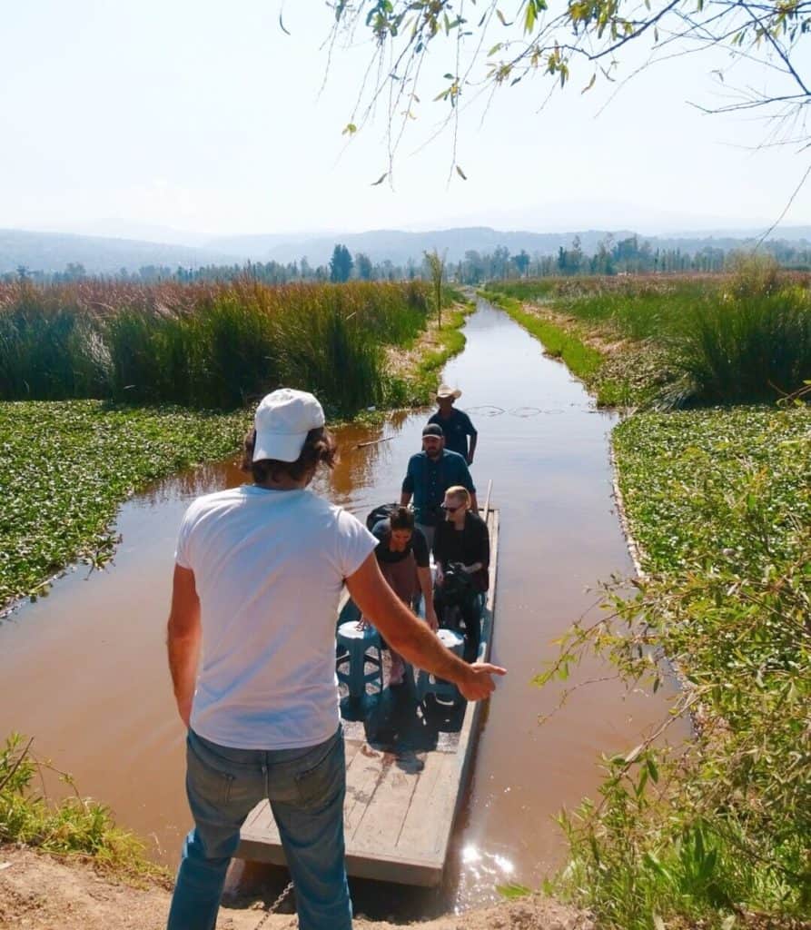 Wooden boat Floating Gardens Xochimilco 