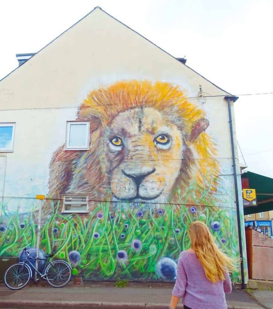 Lion street art Catherine Street Oxford