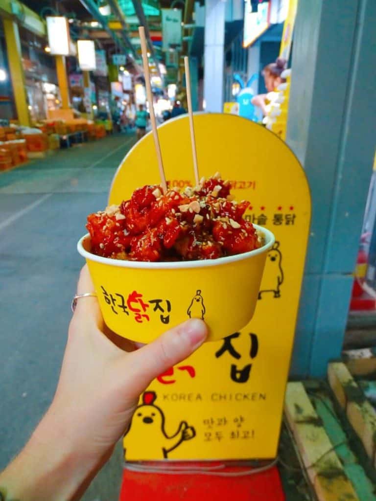 Korean fried chicken in Nambu market 