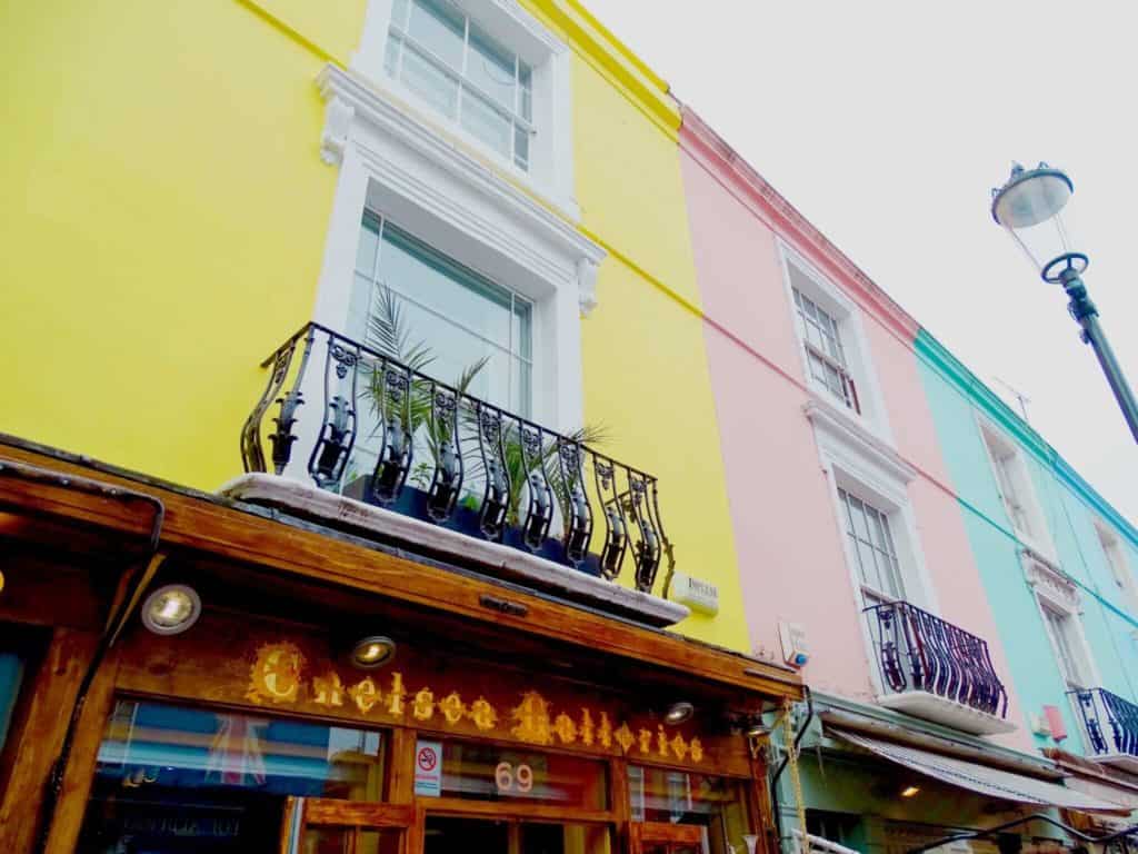 Pink and yellow houses Portobello Road London