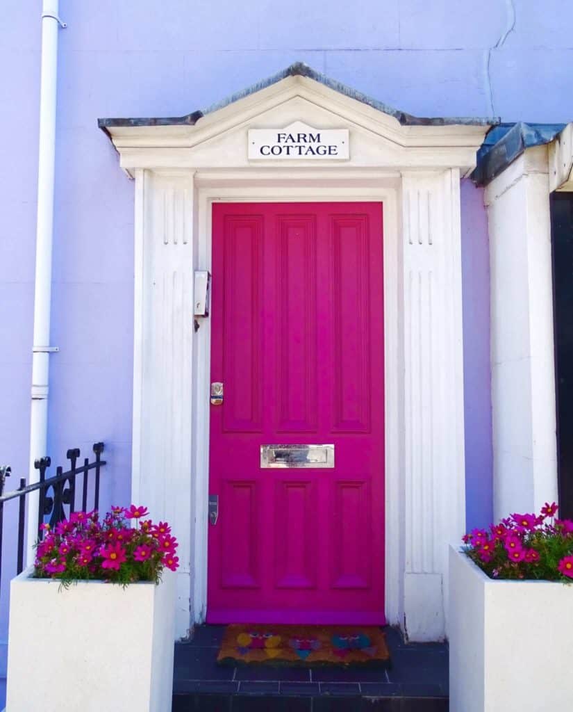 Pink doorway Farm Cottage London