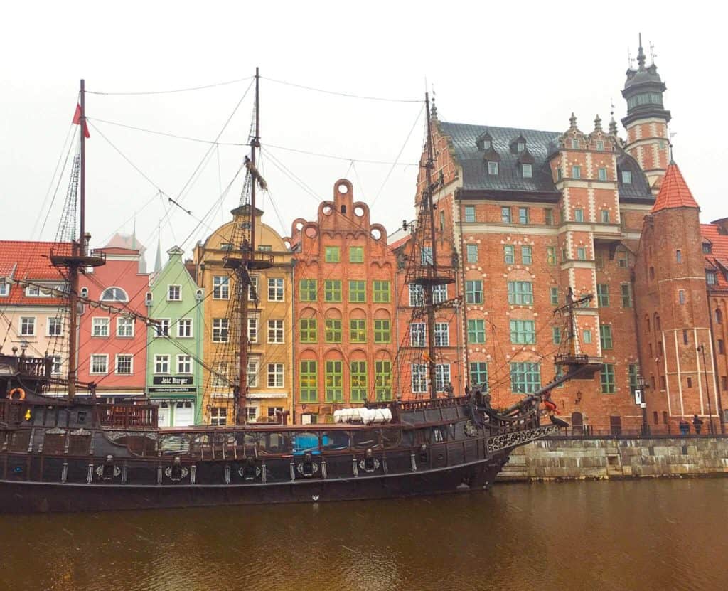 Pirate boat Gdansk waterfront 