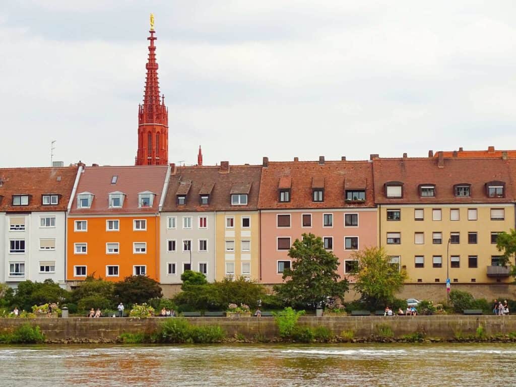 Colourful buildings along Wurzburg river 