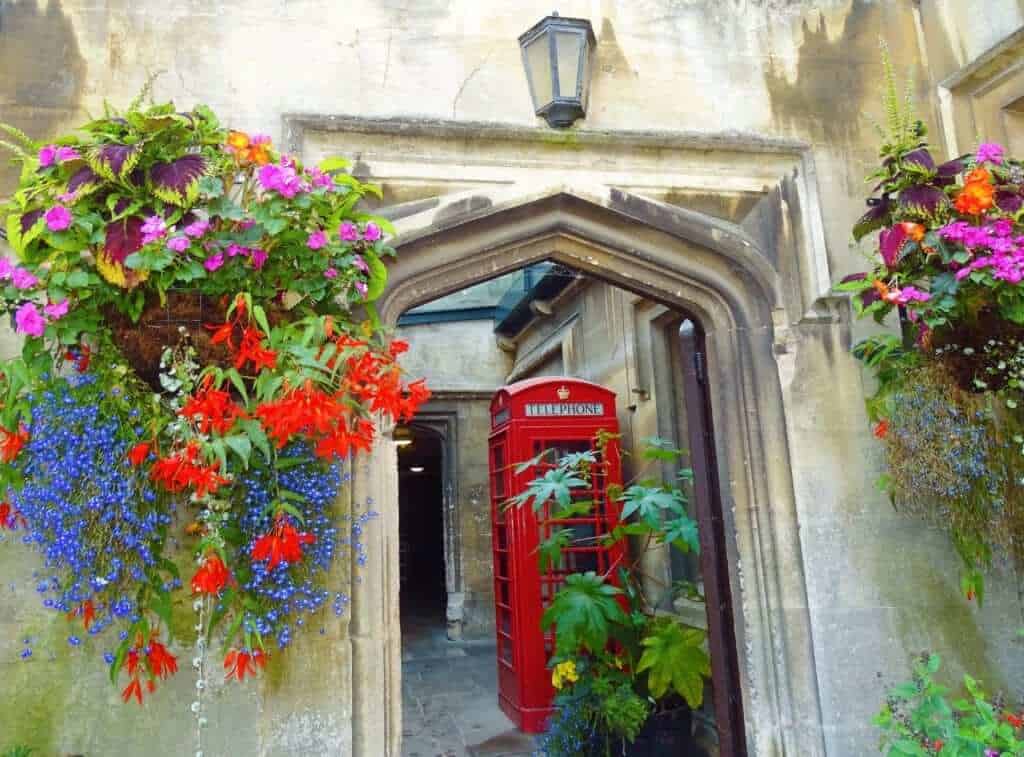 Red phone box in Magdalen College Oxford 