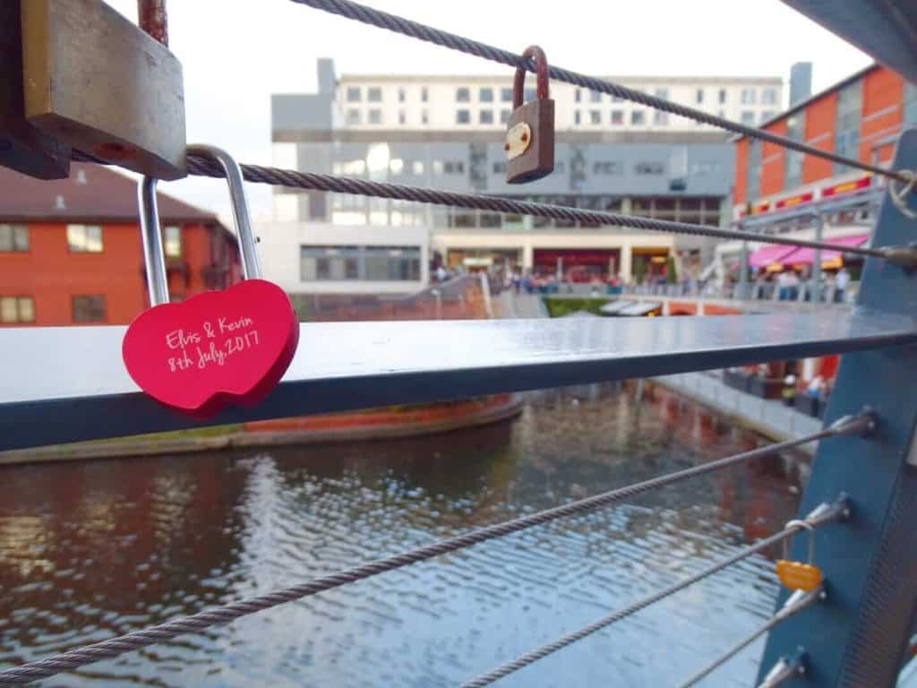 Love locks beside Mailbox building Birmingham