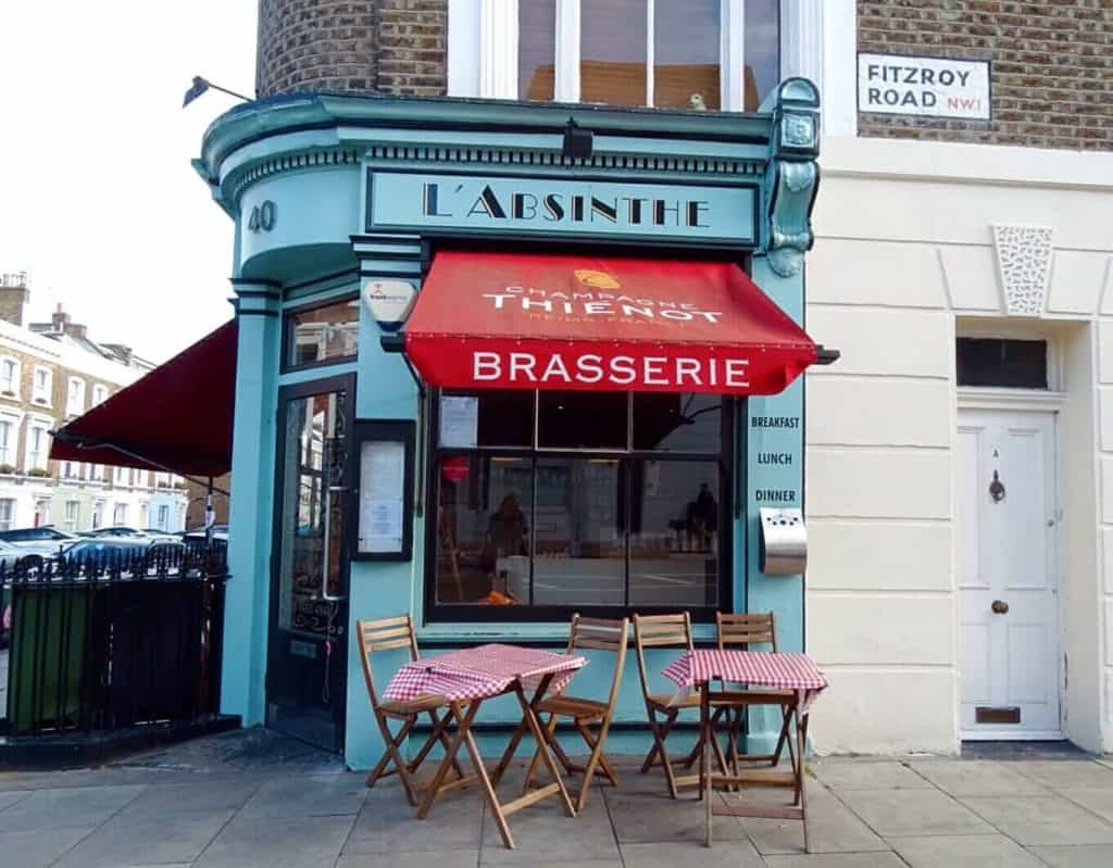 Pink and blue brasserie Primrose Hill London