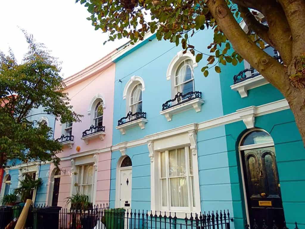 Blue and pink houses Kelly Street London