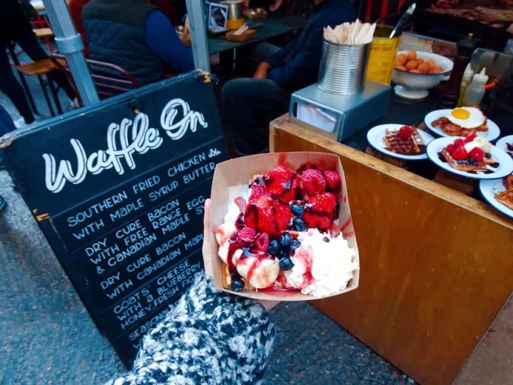 Berry waffles at Maltby Street Market London 