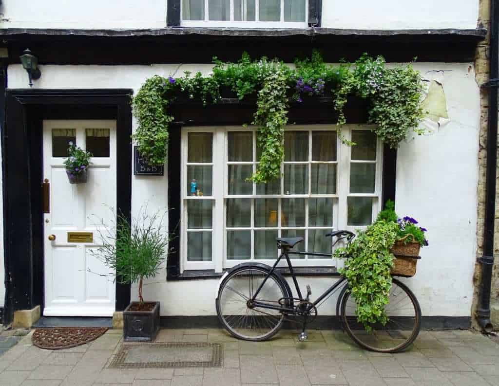 Bike resting infant of black and white guesthouse Oxford 