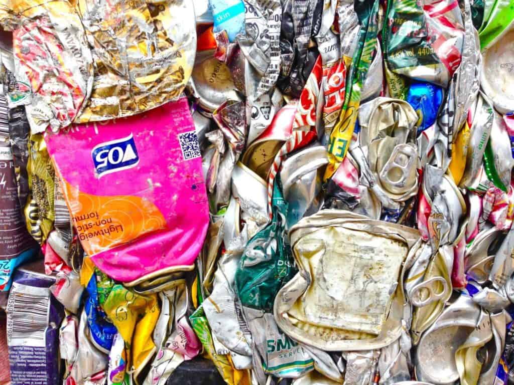 Crushed can art at Glastonbury Festival