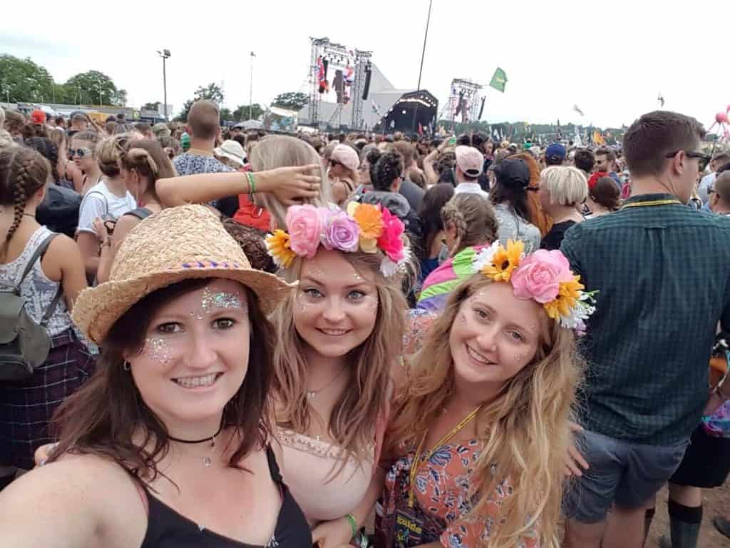 Friends at Glastonbury festival