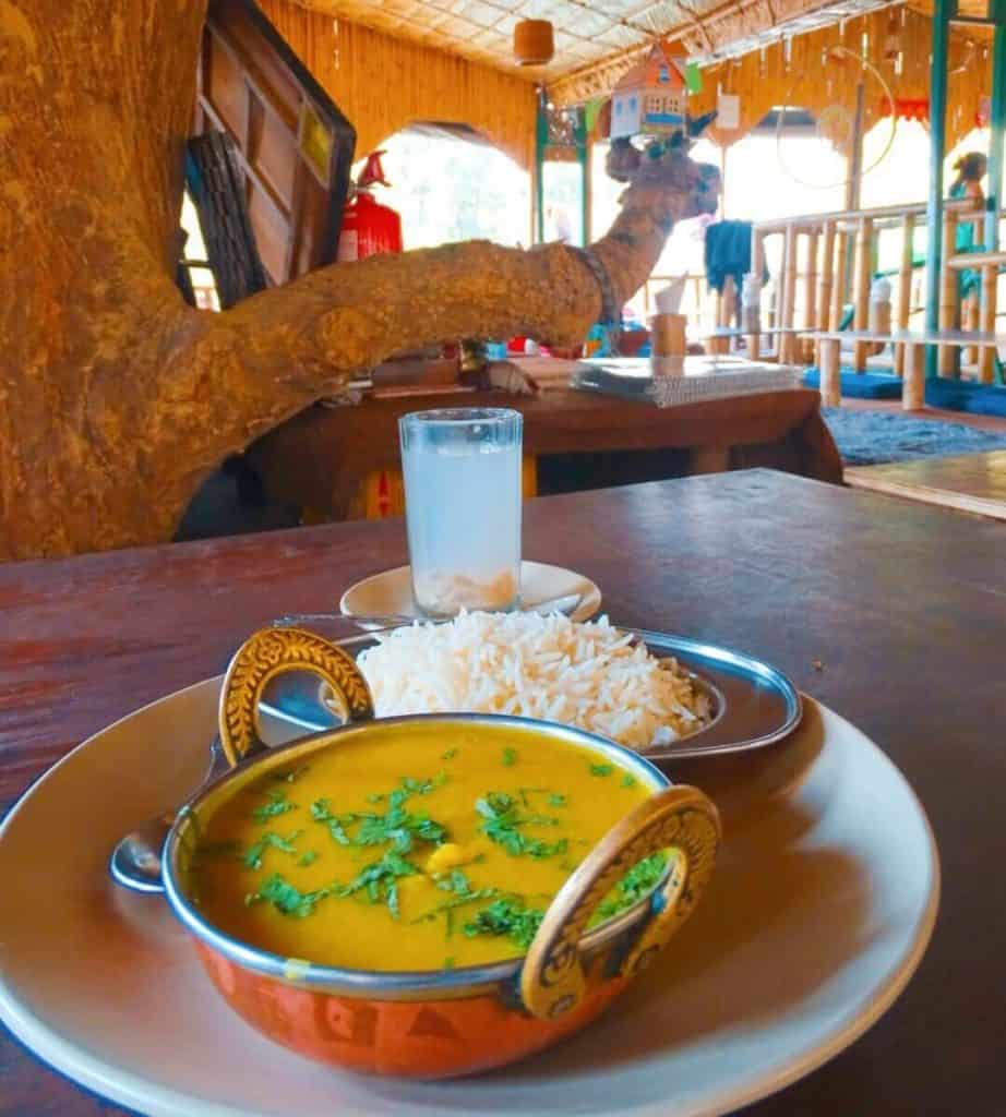 Rice and dhal at Treehouse Cafe Rishikesh 