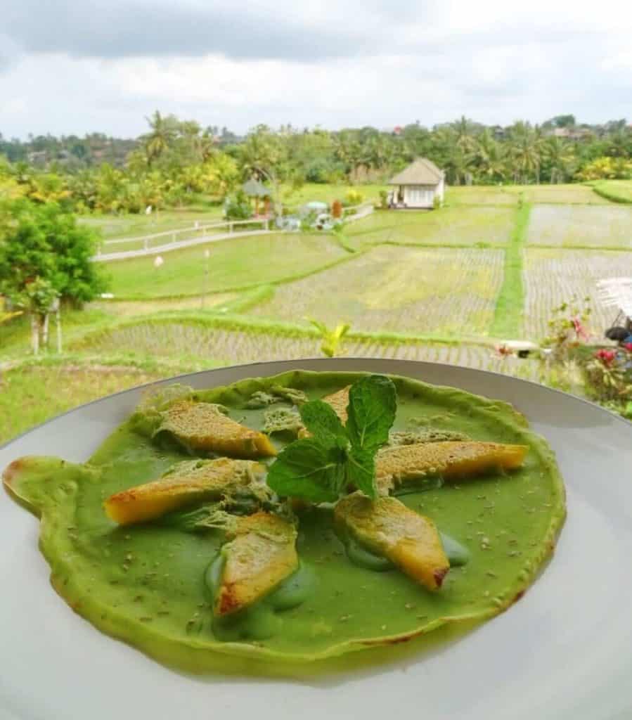 Mango pancakes Sari Organic Ubud rice fields