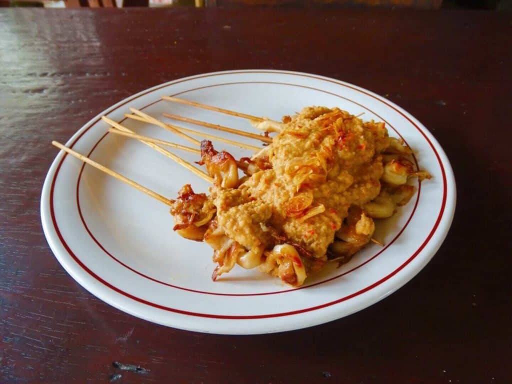 Mushroom satay skewers Balinese food